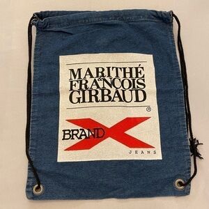 MARITHE FRANCOIS GIRBAUD Vintage 90’s Denim Sackpack, 17” x 14”